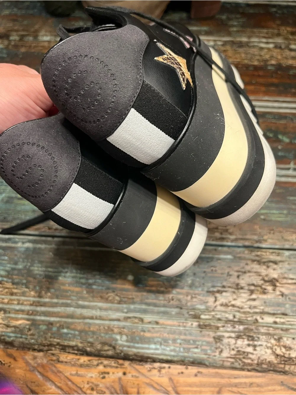 Stella McCartney Black Platform Lace-Up Sneakers with Multicolor Star Accents